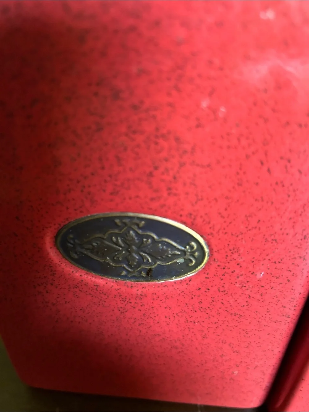Red Ceramic Kitchen Canister Set with Metal Accents - 3 Piece